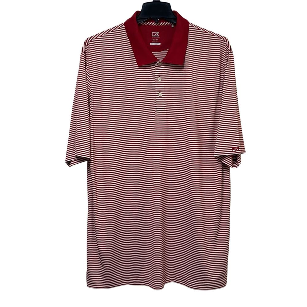 Cutter & Buck DryTec Golf Polo – 2XT Red White Stripe